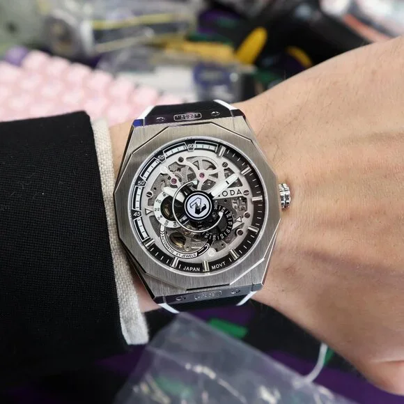 Noda Aero Series-1 43MM Stainless Steel White Skeleton Dial Automatic Watch
